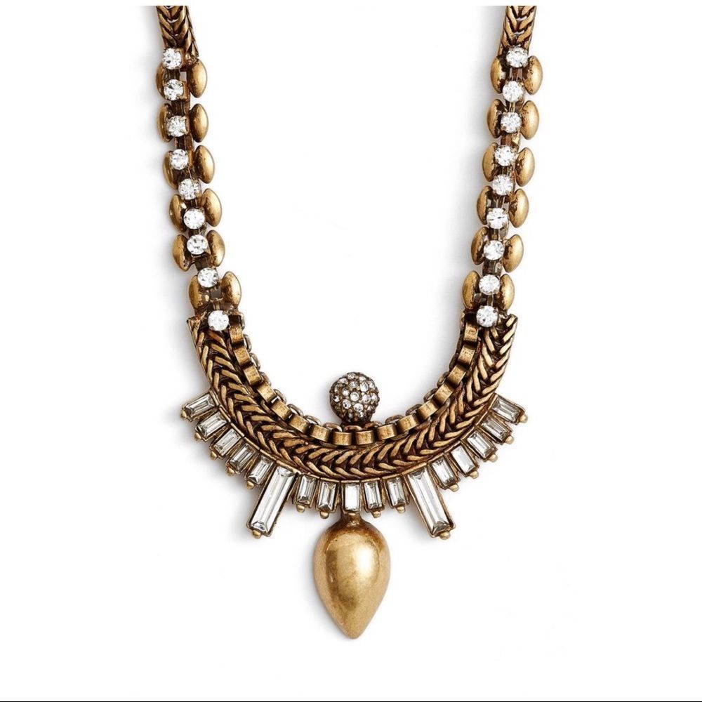 Treasure & Bond Antiqued Gold & Crystal Long Necklace